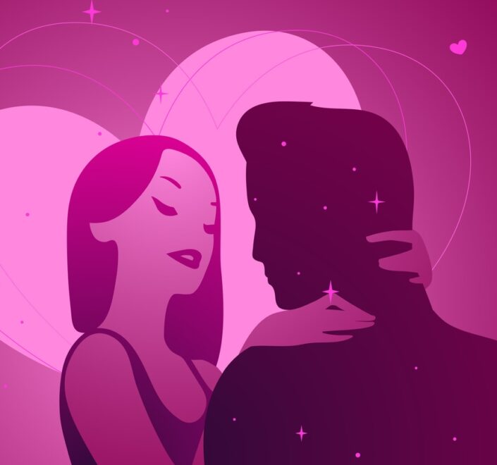 Barbat atras de o femeie